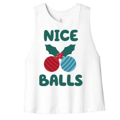 Nice Balls Funny Christmas Ornament Women's Racerback Cropped Tank