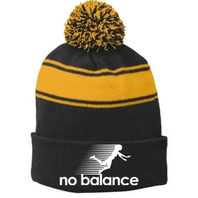 No Balance Funny Spoof Stripe Pom Pom Beanie