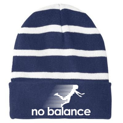 No Balance Funny Spoof Striped Beanie with Solid Band