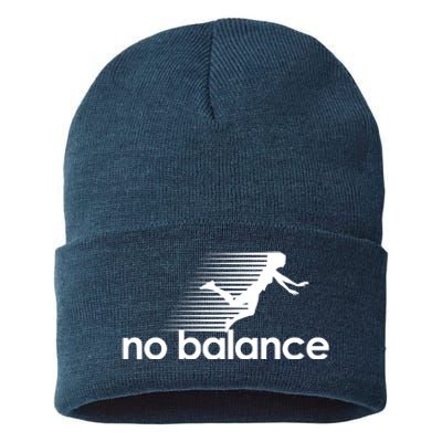 No Balance Funny Spoof Sustainable Knit Beanie