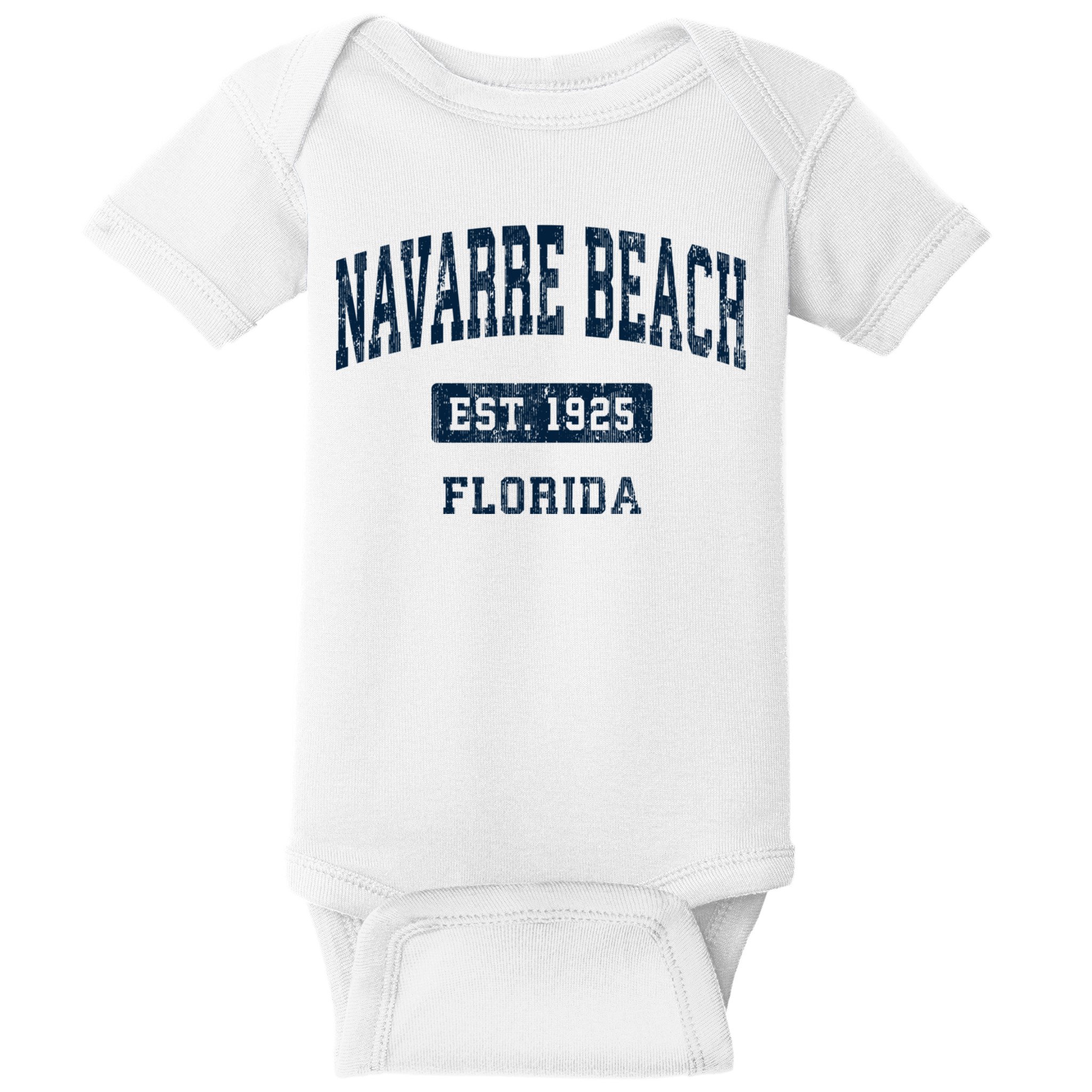 Navarre Beach Florida Fl Vintage Sports Established Baby Bodysuit