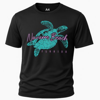 Navarre Beach Florida FL Sea Turtle Surfer Diving Vintage Cooling Performance Crew T-Shirt