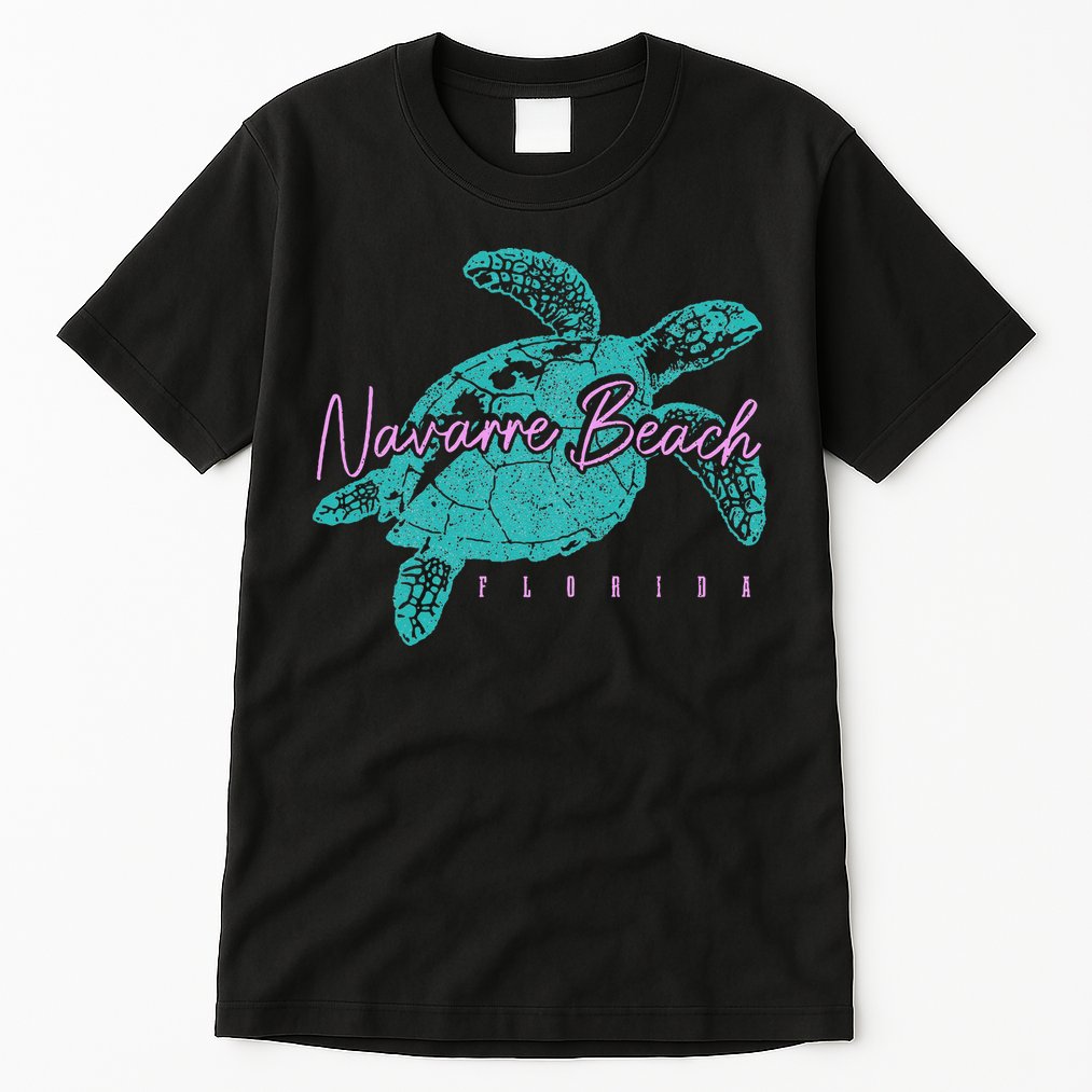 Navarre Beach Florida FL Sea Turtle Surfer Diving Vintage Tall T-Shirt