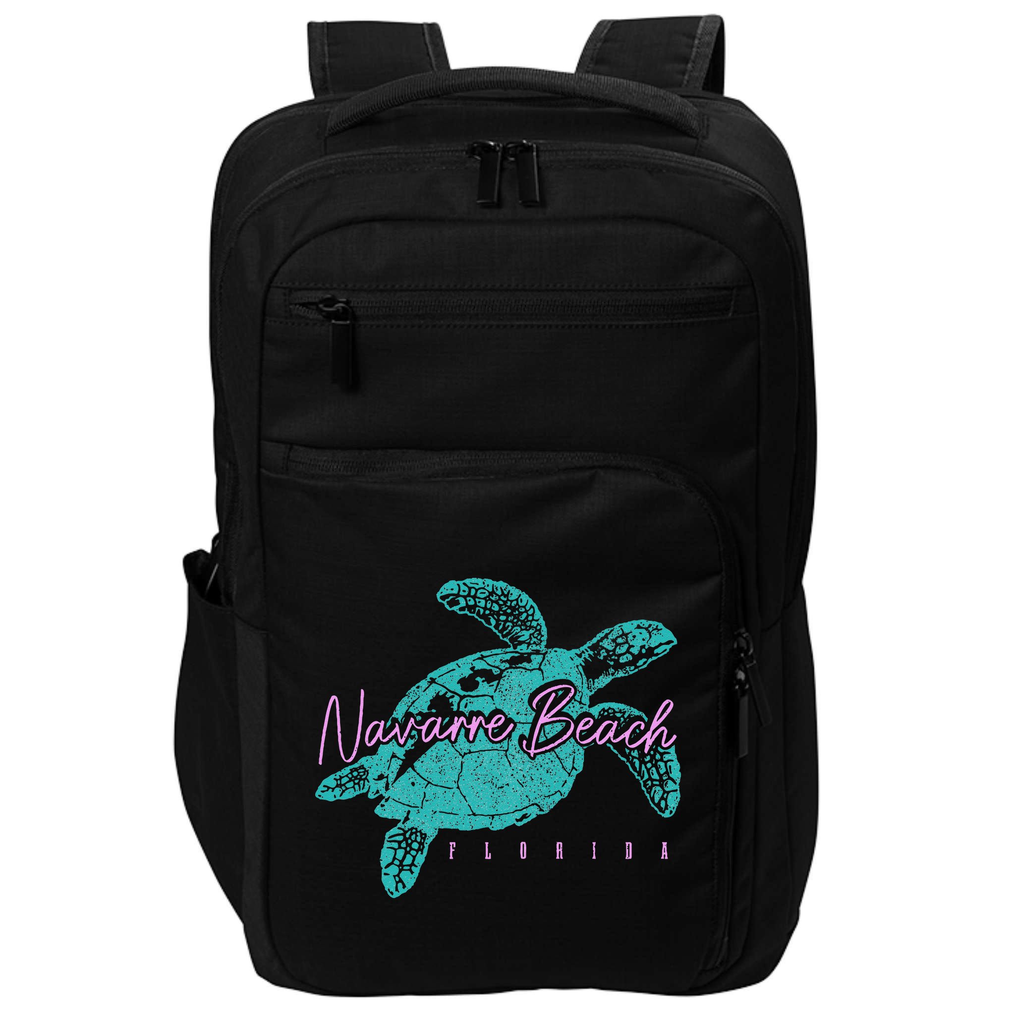 Navarre Beach Florida FL Sea Turtle Surfer Diving Vintage Impact Tech Backpack