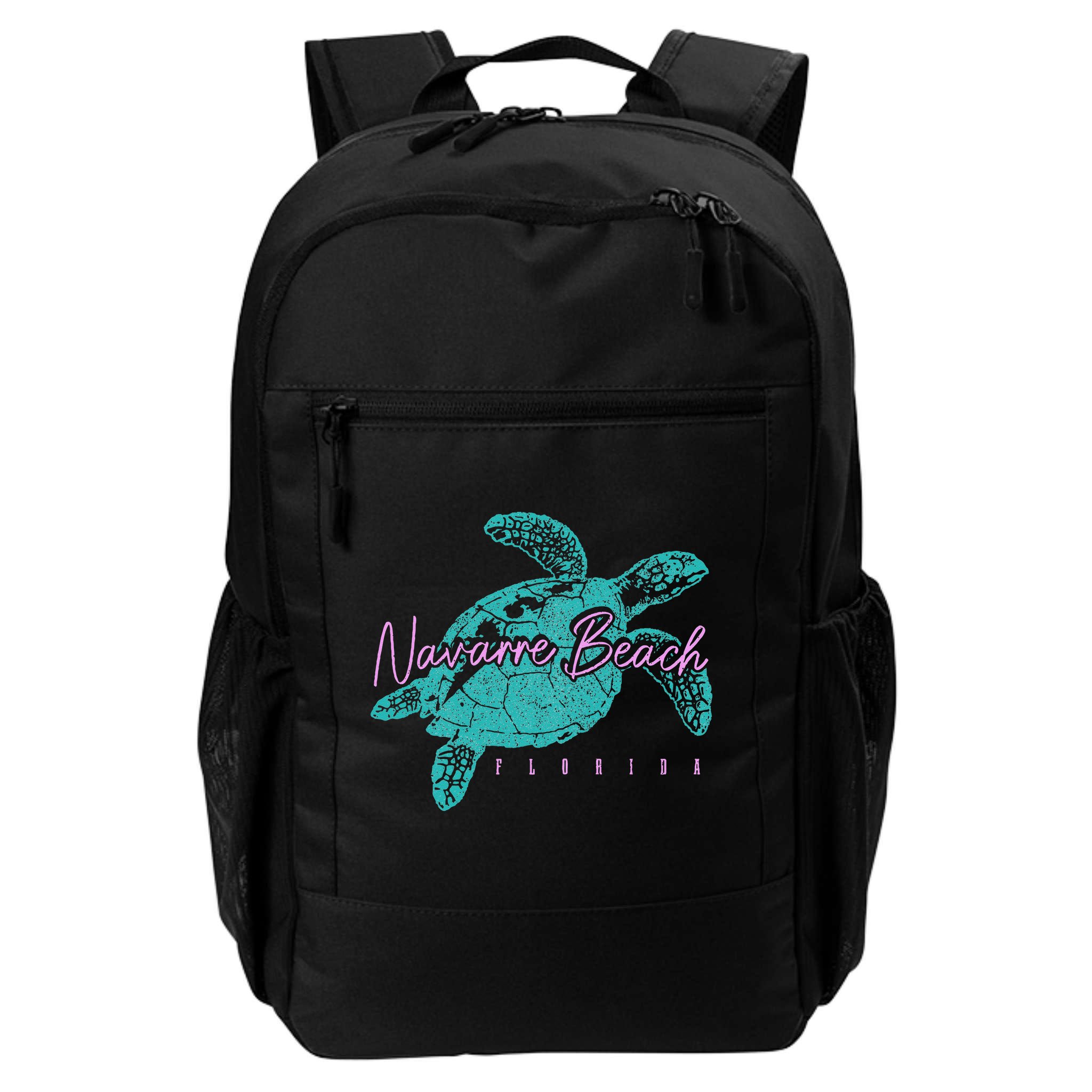 Navarre Beach Florida FL Sea Turtle Surfer Diving Vintage Backpack