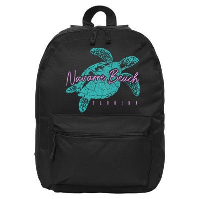 Navarre Beach Florida FL Sea Turtle Surfer Diving Vintage 16 in Basic Backpack