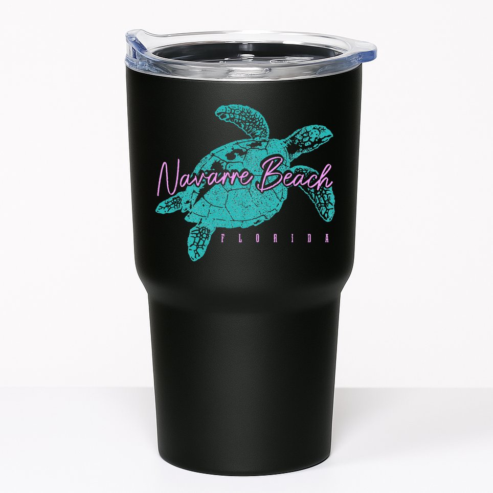 Navarre Beach Florida FL Sea Turtle Surfer Diving Vintage Tumbler