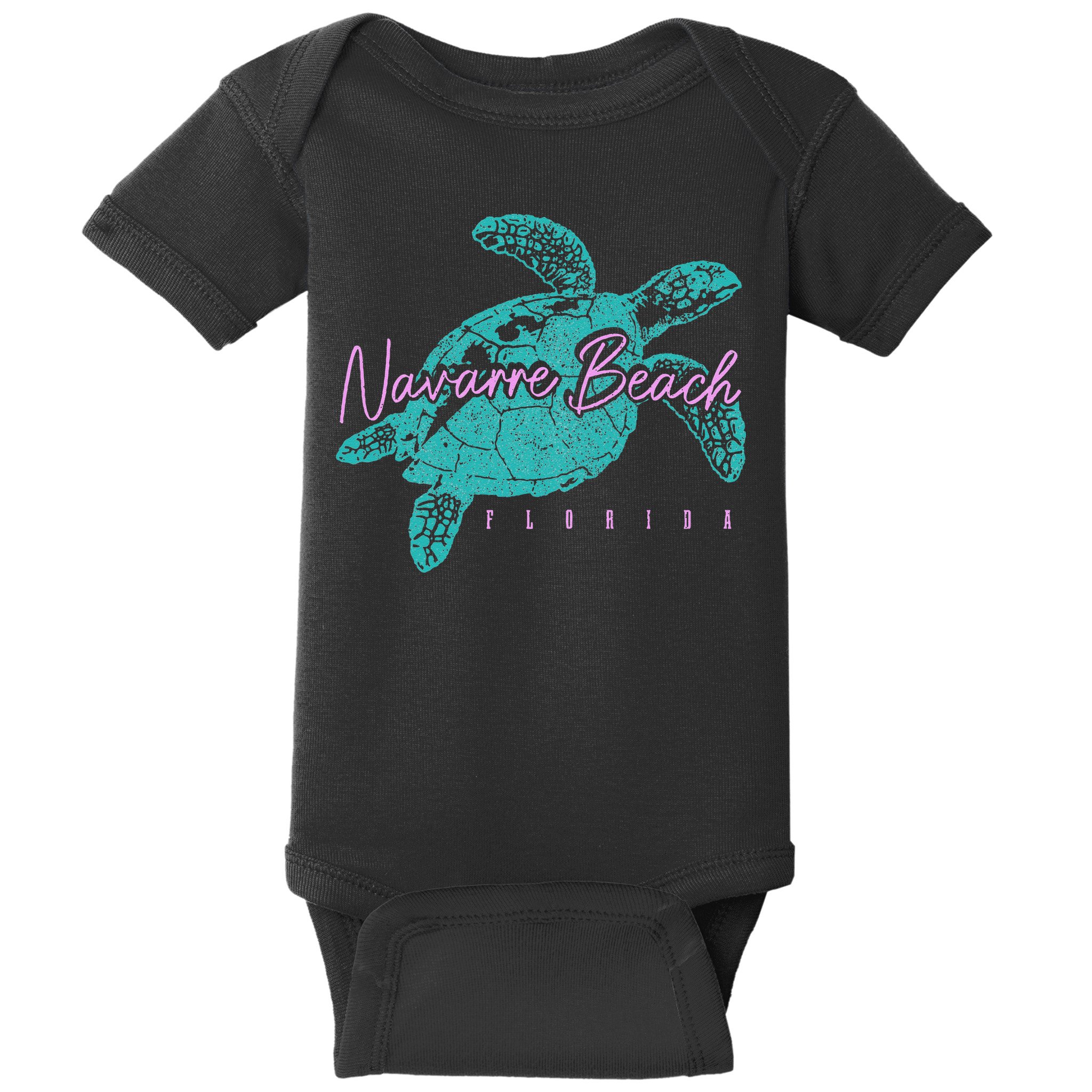 Navarre Beach Florida FL Sea Turtle Surfer Diving Vintage Baby Bodysuit