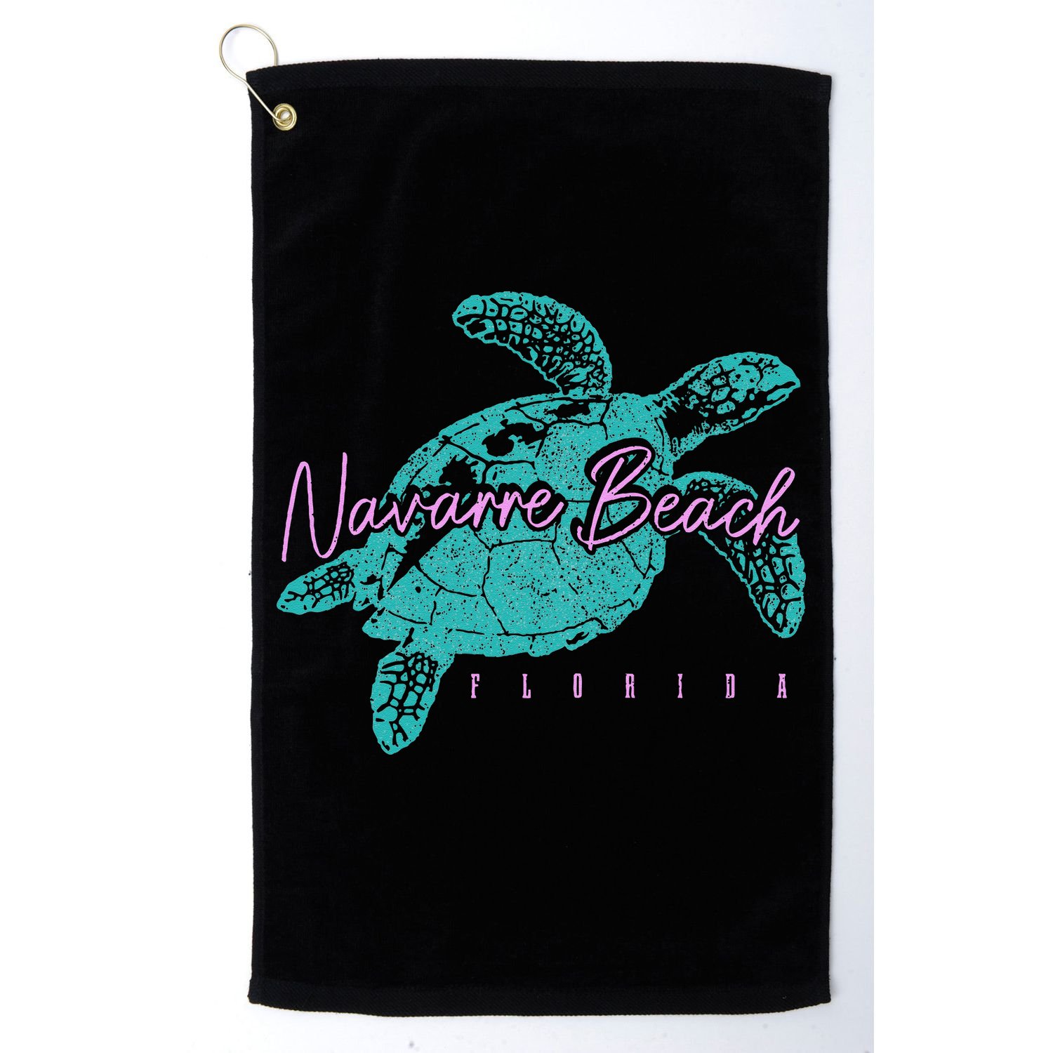 Navarre Beach Florida FL Sea Turtle Surfer Diving Vintage Golf Towel