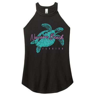 Navarre Beach Florida FL Sea Turtle Surfer Diving Vintage Women's Perfect Tri Rocker Tank