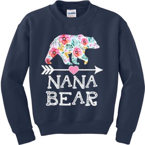 Nana Bear Floral Family Mother's Day Gifts Mom Nana Kids Sweatshirt