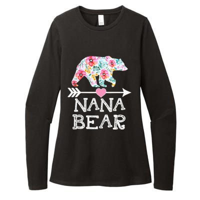 Nana Bear Floral Family Mother's Day Gifts Mom Nana Womens CVC Long Sleeve Shirt