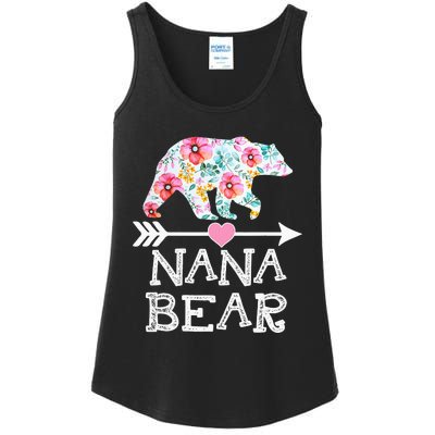 Nana Bear Floral Family Mother's Day Gifts Mom Nana Ladies Essential Tank