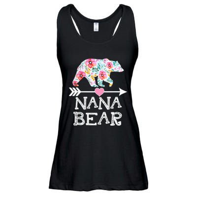 Nana Bear Floral Family Mother's Day Gifts Mom Nana Ladies Essential Flowy Tank