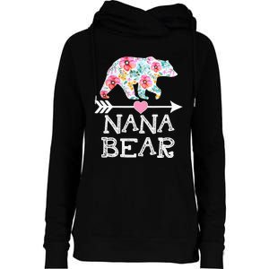 Nana Bear Floral Family Mother's Day Gifts Mom Nana Womens Funnel Neck Pullover Hood