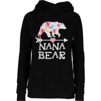 Nana Bear Floral Family Mother's Day Gifts Mom Nana Womens Funnel Neck Pullover Hood