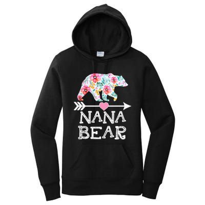 Nana Bear Floral Family Mother's Day Gifts Mom Nana Women's Pullover Hoodie