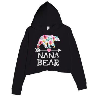 Nana Bear Floral Family Mother's Day Gifts Mom Nana Crop Fleece Hoodie