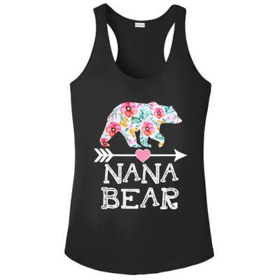 Nana Bear Floral Family Mother's Day Gifts Mom Nana Ladies PosiCharge Competitor Racerback Tank