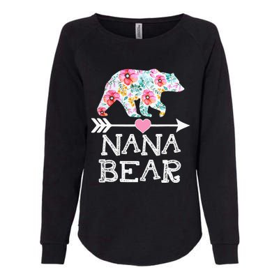 Nana Bear Floral Family Mother's Day Gifts Mom Nana Womens California Wash Sweatshirt