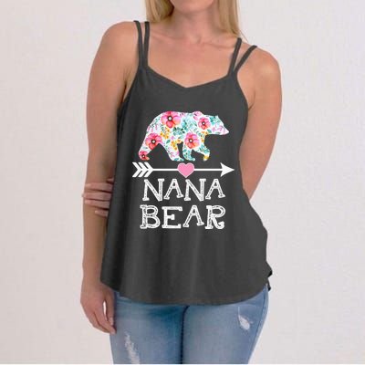 Nana Bear Floral Family Mother's Day Gifts Mom Nana Women's Strappy Tank