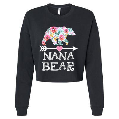 Nana Bear Floral Family Mother's Day Gifts Mom Nana Cropped Pullover Crew