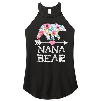 Nana Bear Floral Family Mother's Day Gifts Mom Nana Women's Perfect Tri Rocker Tank