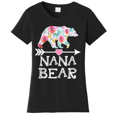 Nana Bear Floral Family Mother's Day Gifts Mom Nana Women's T-Shirt