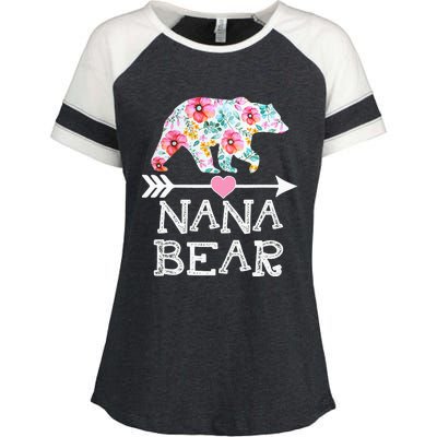 Nana Bear Floral Family Mother's Day Gifts Mom Nana Enza Ladies Jersey Colorblock Tee