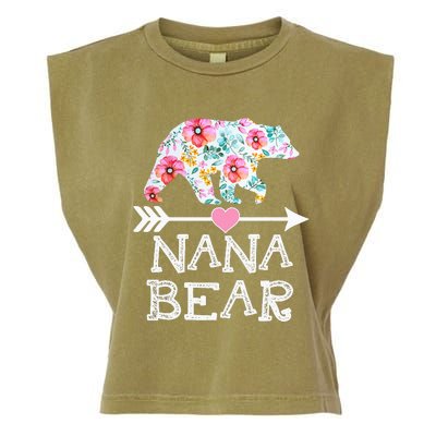 Nana Bear Floral Family Mother's Day Gifts Mom Nana Garment-Dyed Women's Muscle Tee