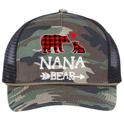 Nana Bear Gift Red Buffalo Plaid Grandma Bear Pajama Funny Gift Retro Rope Trucker Hat Cap