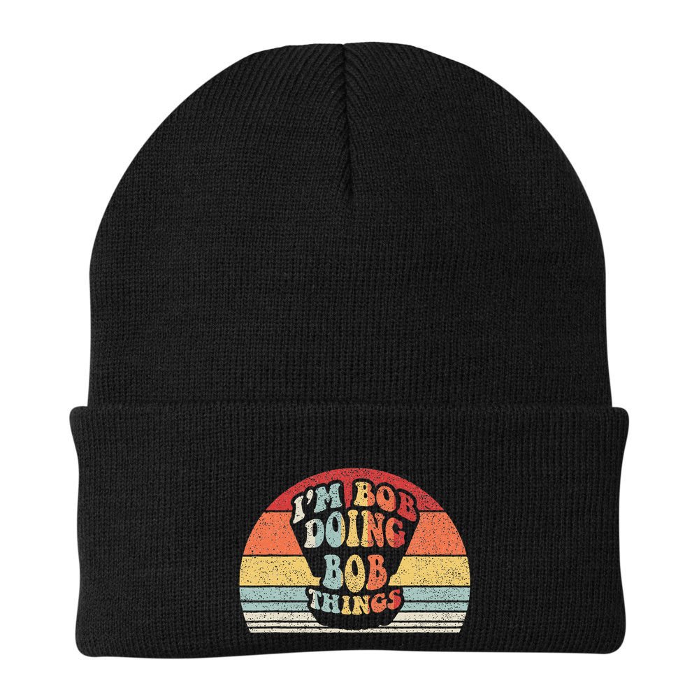 Name Bob Gift Vintage Retro Im Bob Doing Bob Things Beanie