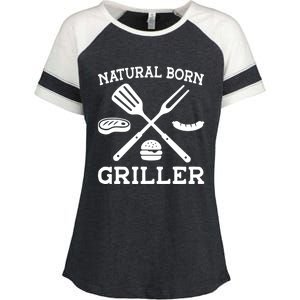 Natural Born Griller Grill Master Barbecue Party Steak Bbq Cool Gift Enza Ladies Jersey Colorblock Tee