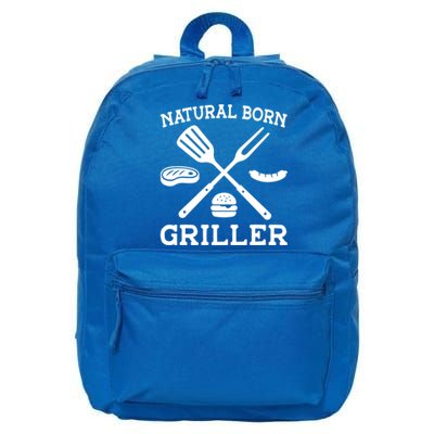 Natural Born Griller Grill Master Barbecue Party Steak Bbq Cool Gift 16 in Basic Backpack