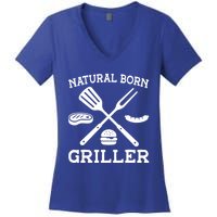 Natural Born Griller Grill Master Barbecue Party Steak Bbq Cool Gift Women's V-Neck T-Shirt