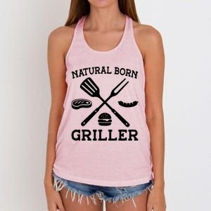 Natural Born Griller Grill Master Barbecue Party Steak Bbq Cool Gift Women's Knotted Racerback Tank