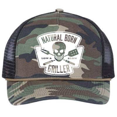 Natural Born Griller Bbq Lovers Retro Rope Trucker Hat Cap