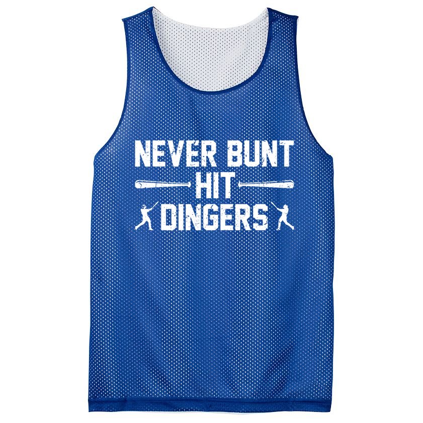 Never Bunt Hit Dingers Cool Gift Funny Baseball Cute Gift Mesh Reversible Basketball Jersey Tank