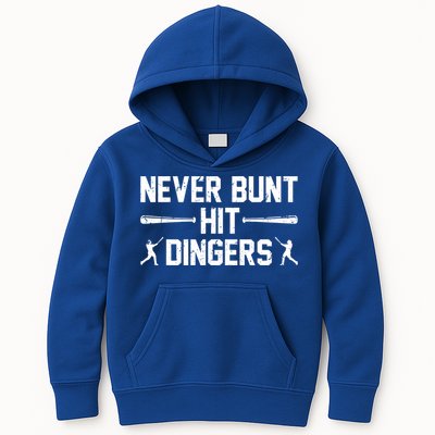 Never Bunt Hit Dingers Cool Gift Funny Baseball Cute Gift Kids Hoodie