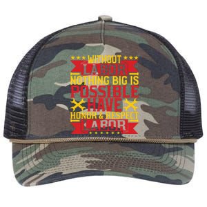 Nothing Big Is Have Honor & Respect Labor Day Gift Retro Rope Trucker Hat Cap