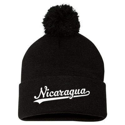 Nicaragua Baseball Jersey Script With Swoosh Pom Pom 12in Knit Beanie