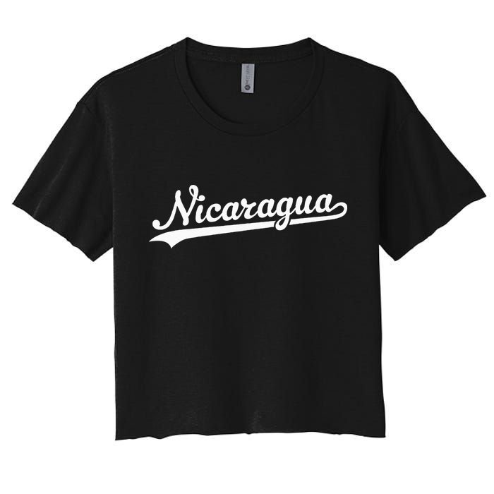Nicaragua Baseball Jersey Script With Swoosh Women's Crop Top Tee