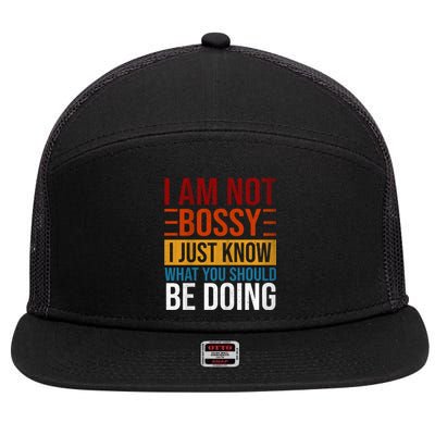 Not Bossy Just Know What I Should Be Doing Funny Sayings 7 Panel Mesh Trucker Snapback Hat