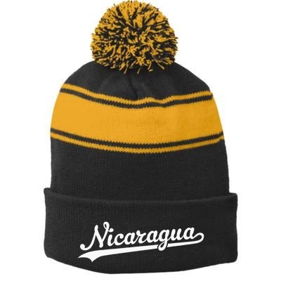 Nicaragua Baseball Jersey Script With Swoosh Stripe Pom Pom Beanie