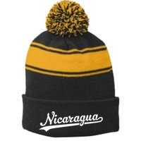 Nicaragua Baseball Jersey Script With Swoosh Stripe Pom Pom Beanie