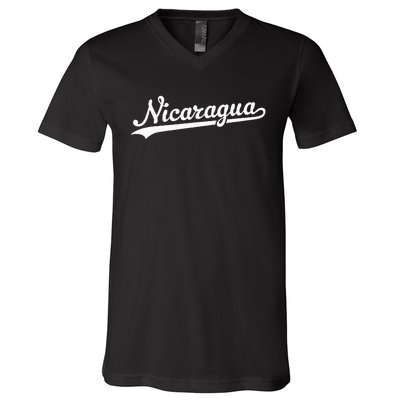 Nicaragua Baseball Jersey Script With Swoosh V-Neck T-Shirt