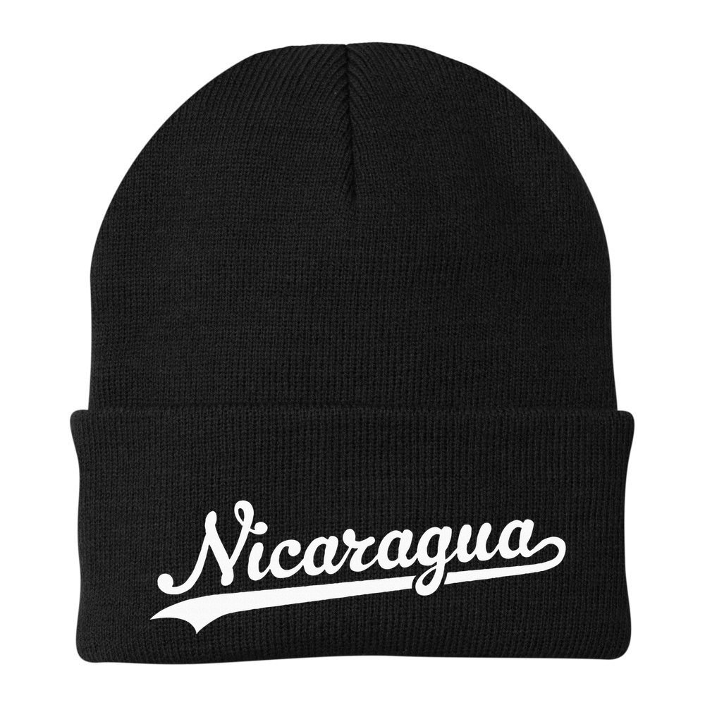 Nicaragua Baseball Jersey Script With Swoosh Beanie