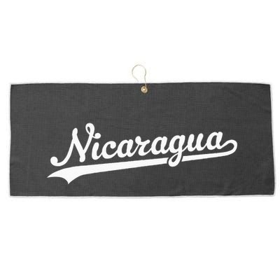 Nicaragua Baseball Jersey Script With Swoosh Large Microfiber Waffle Golf Towel