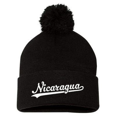 Nicaragua Baseball Jersey Script With Swoosh Pom Pom 12in Knit Beanie