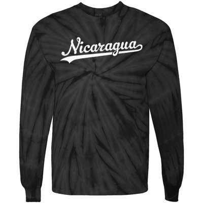 Nicaragua Baseball Jersey Script With Swoosh Tie-Dye Long Sleeve Shirt